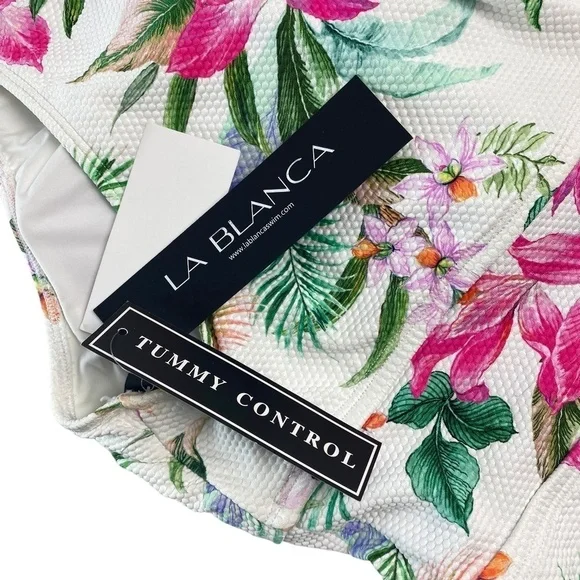 LA BLANCA Mystic Palms Cutout One Shoulder One-Piece Swimsuit Size 16 NWT - Picture 4 of 7